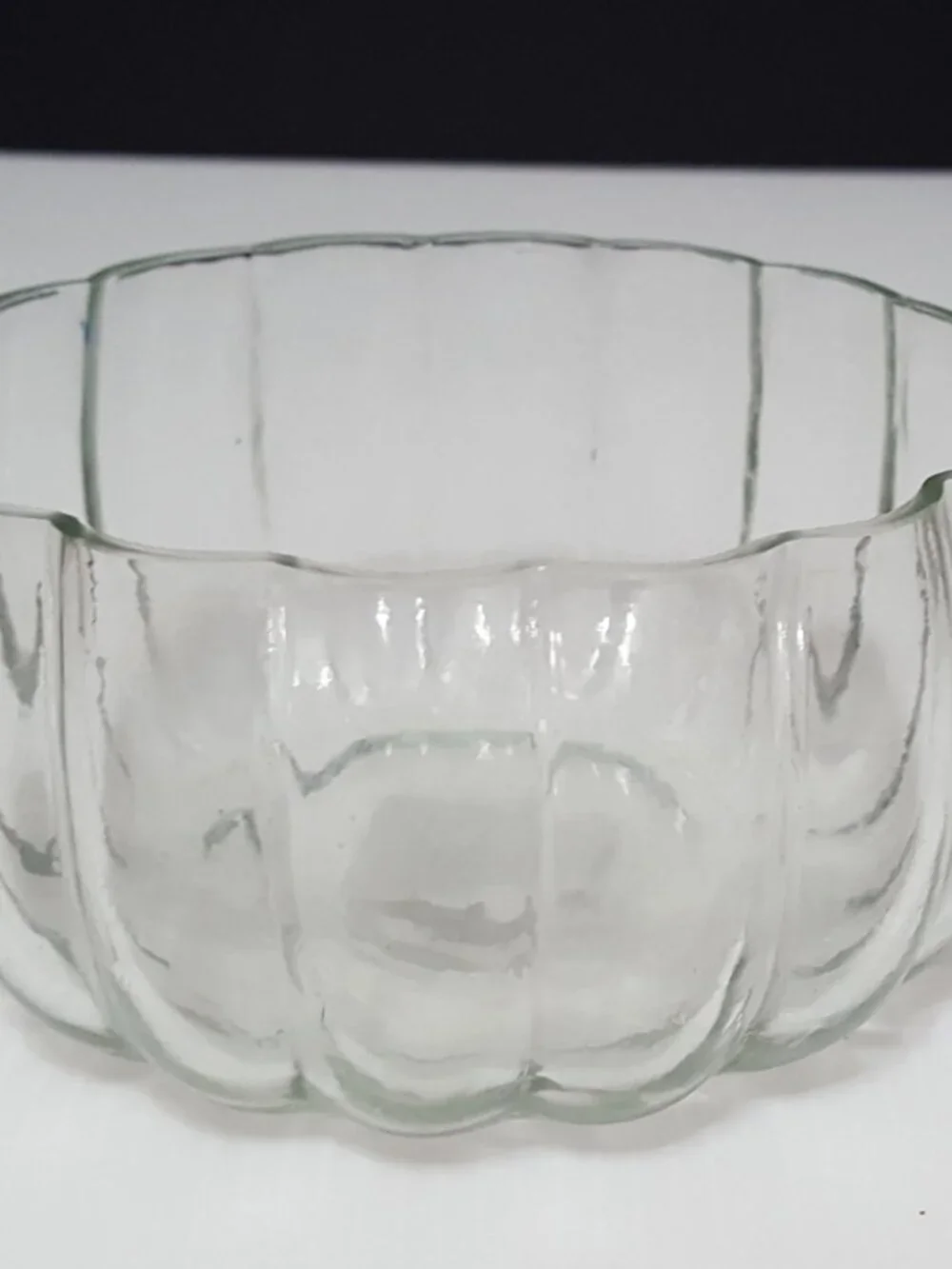 Pottery Barn Pumpkin Shaped Glass Bowl W/ Lid 5